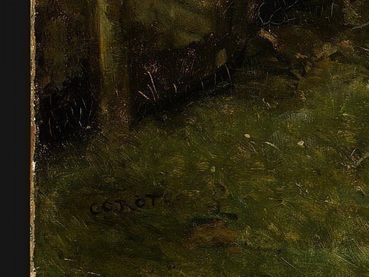 Каменные глыбы в лесу Фонтенбло, 1860-65, фрагмент. Жан-Батист-Камиль Коро