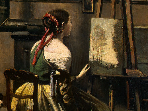 Мастерская художника, ок.1855-60, фрагмент. Жан-Батист-Камиль Коро