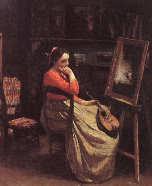 Молодая женщина с мандолиной, 1865, маслом на холсте. Жан-Батист-Камиль Коро