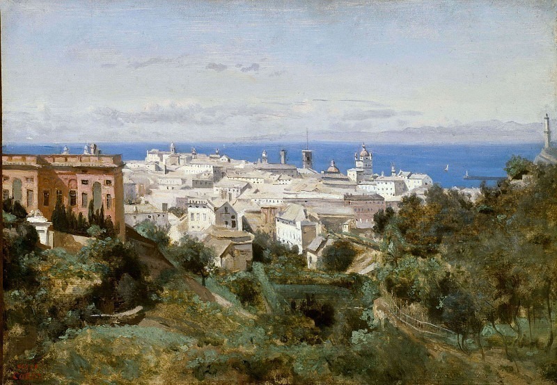 Вид Генуи с набережной Аква Сола. Жан-Батист-Камиль Коро