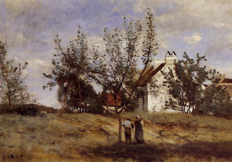 An Orchard at Harvest Time. Jean-Baptiste-Camille Corot