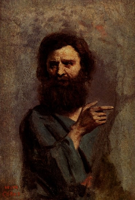 Corot Head Of Bearded Man. Jean-Baptiste-Camille Corot