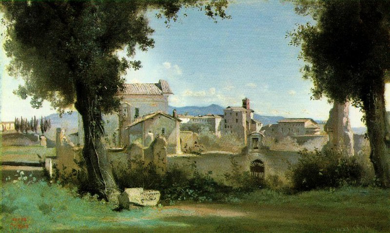 View from the Farnese gardens, Rome, 1826, 25.1x40.6 c. Jean-Baptiste-Camille Corot