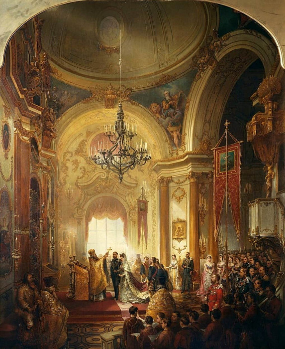 The Marriage of Prince Alfred, Duke of Edinburgh to Grand Duchess Maria Alexandrovna, 23 January 1874. Nicholas Chevalier