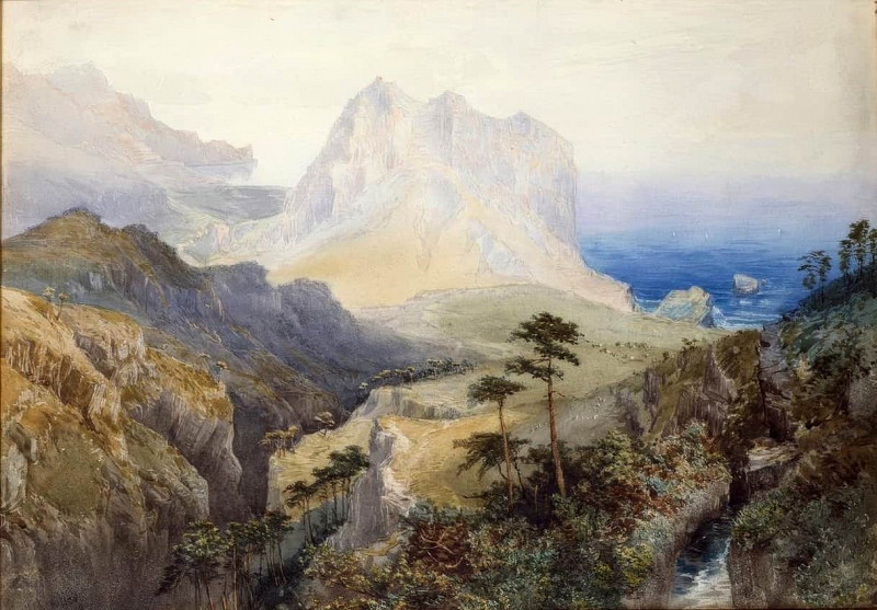 A Gorge Near the Sea, Southern Alps, New Zealand. Nicholas Chevalier