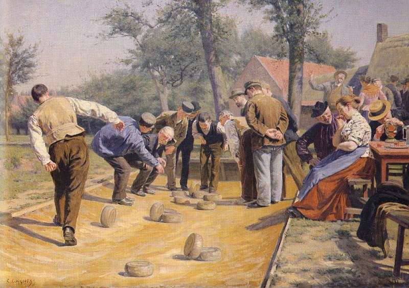 A Game Of Bowls In The Village Square. Rémy Cogghe