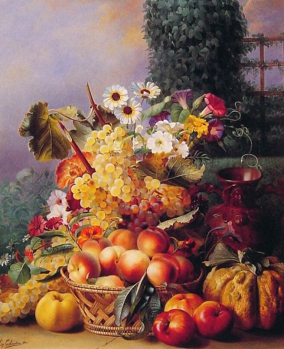 Натюрморт с цветами и фруктами #2. Эжен-Адольф Шевалье