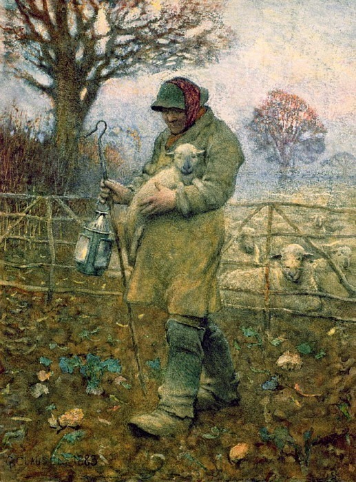 Shepherd with a Lamb. Sir George Clausen