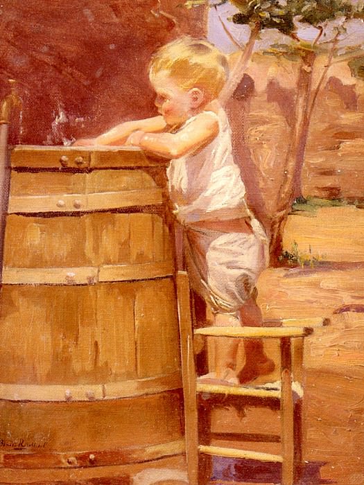 A Boy At A Water Barrel. Benito Rebolledo Correa