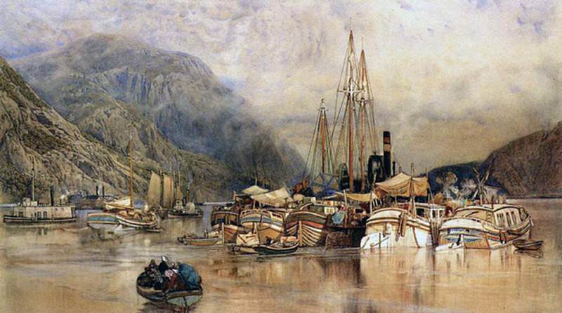 Shipping on the Hudson River. Samuel Colman