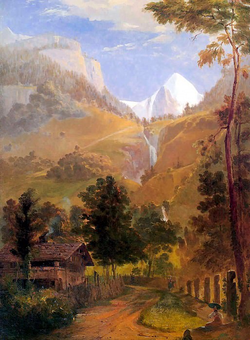 hudson rv sc csg025 the wetterhorn and falls of reichenbach 1832. Samuel Colman
