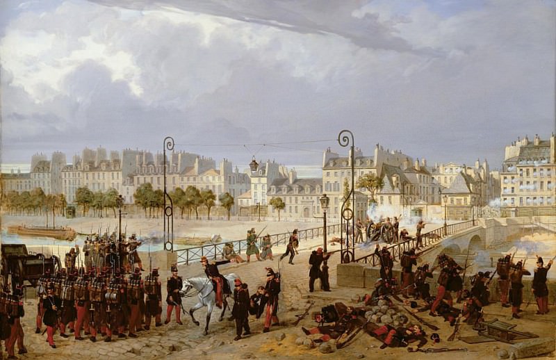 An Attack on a Barricade on the Pont de l’Archeveche. Philippe Marie Chaperon