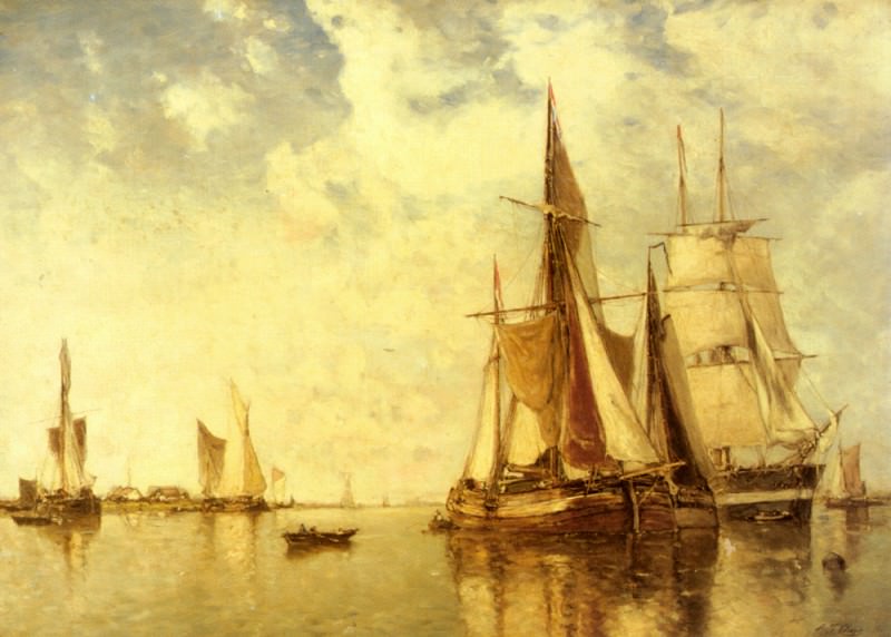 Shipping On The Scheldt. Paul Jean Clays