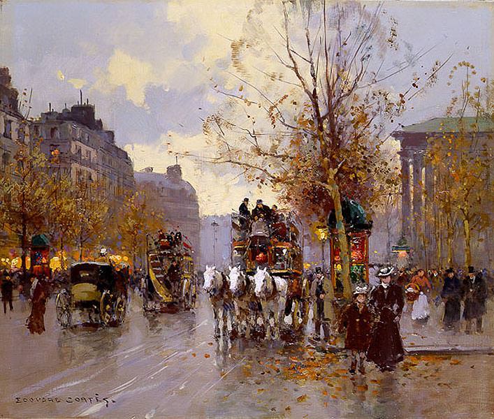 Omnibus on Place Madeleine. Edouard-Léon Cortès
