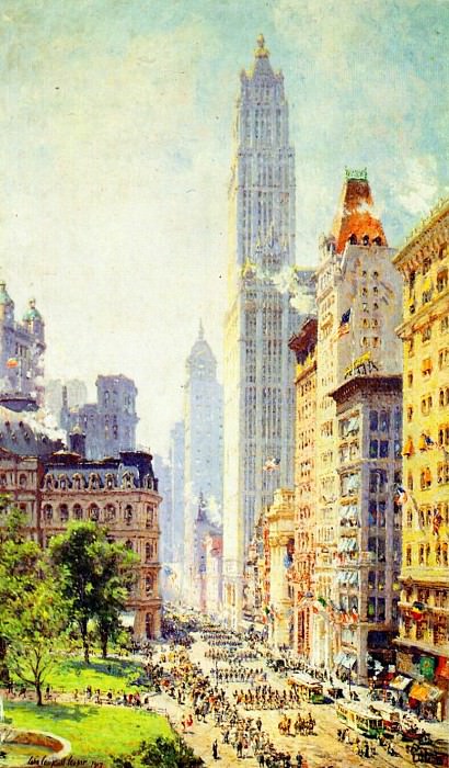 lower broadway in wartime 1917. Colin Campbell Cooper Jr.