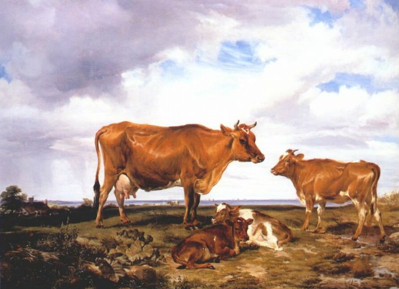 Коровы с телятами, 1848. Колин Кэмпбелл Купер