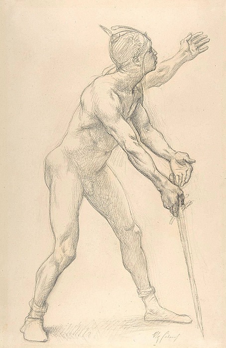 Обнажённая мужская фигура с мечом. Александр Кабанель