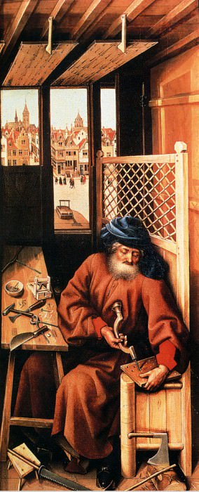 St Joseph Portrayed As A Medieval Carpenter. Robert Campin