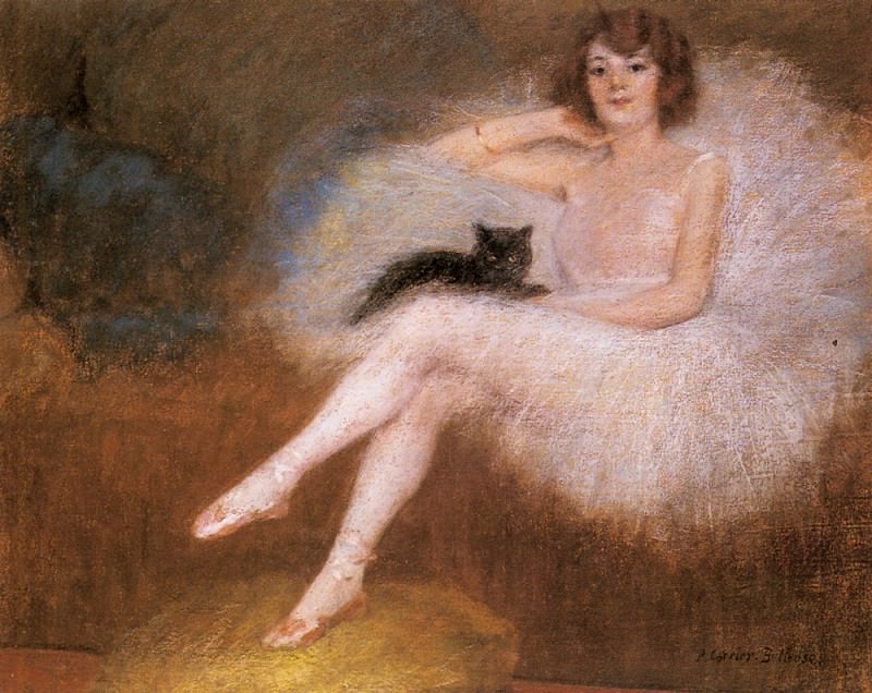 Ballerina With A Black Cat. Pierre Carrier-Belleuse