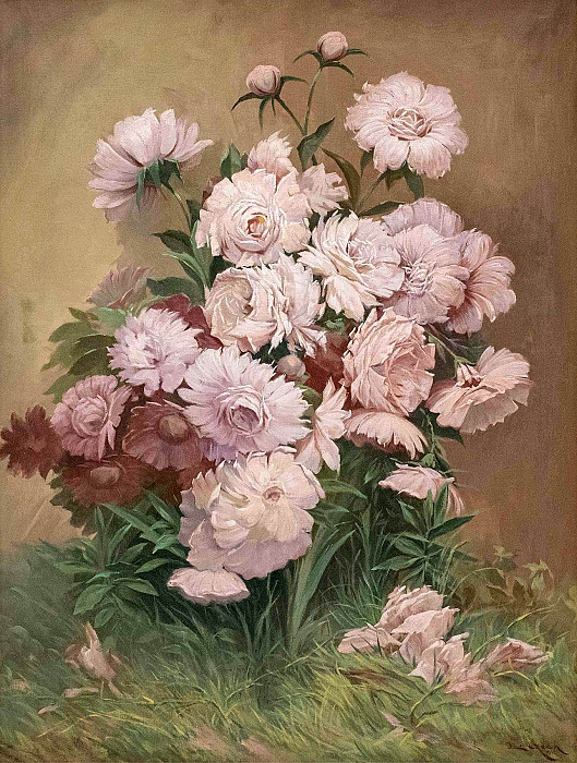 Floral piece with peonies; Blumenstück mit Pfingstrosen. Emil Czech