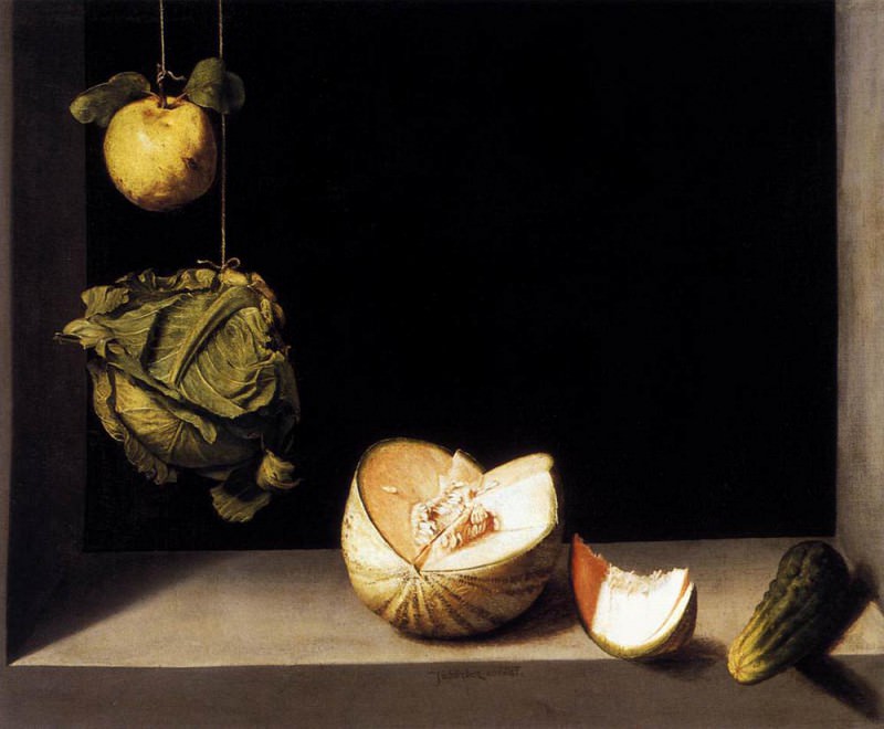 Still life With Quince cabbage Melon And Cucumber. Juan Sanchez Cotan