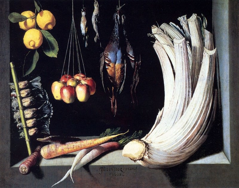 Натюрморт с дичью, фруктами и овощами. Хуан Санчес Котан