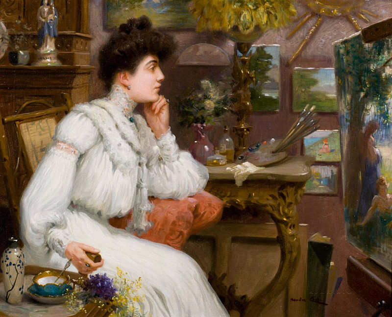 Elegant Woman in the Studio. Maurice Chabas