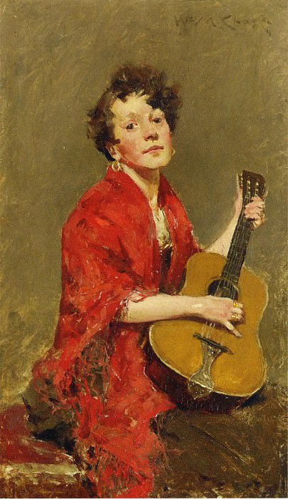 Girl with Guitar. William Merritt Chase