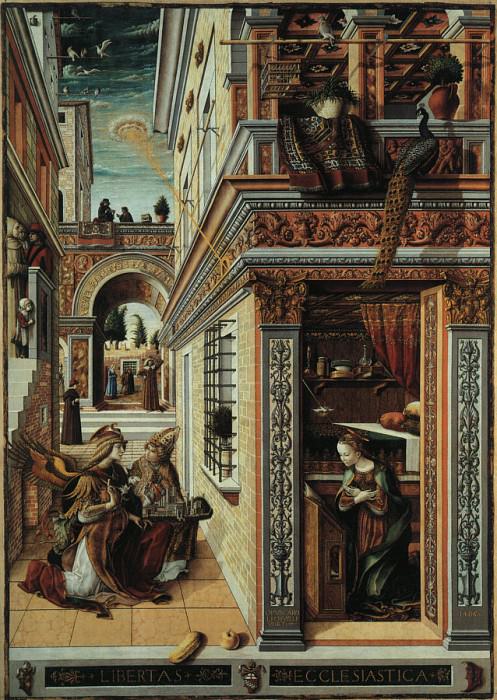 ANNUNCIATION WITH SAINT EMIDIUS, 1486, NG LONDON. Carlo Crivelli
