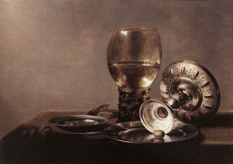 Still life with Wine Glass and Silver Bowl. Pieter Claesz