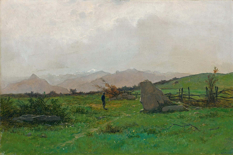 Landscape With Hiker. Gustave Eugène Castan