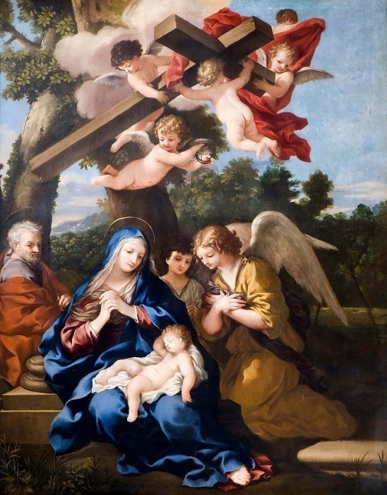 The Holy Family with Angels. Pietro da Cortona (School)