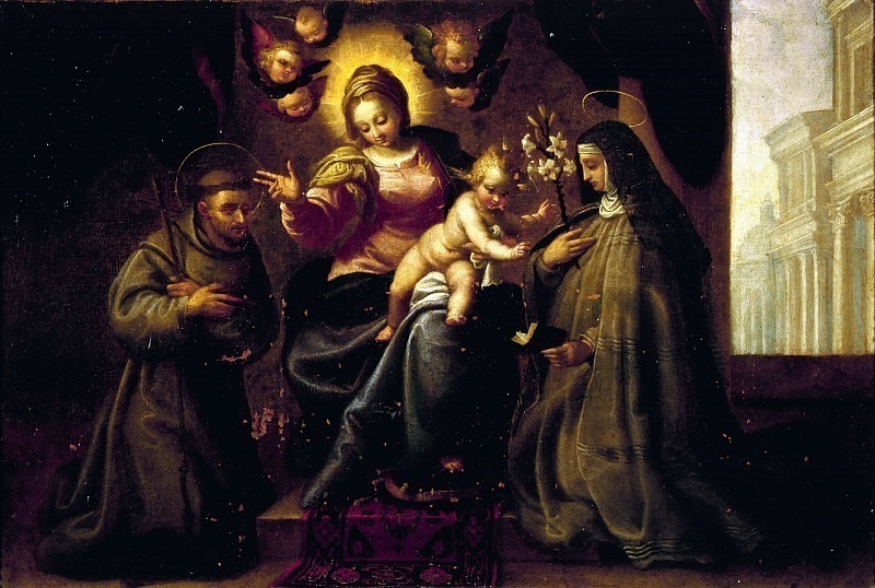 Мадонна с младенцем между святыми Франциском Ассизским и Клэр. Санте Креара