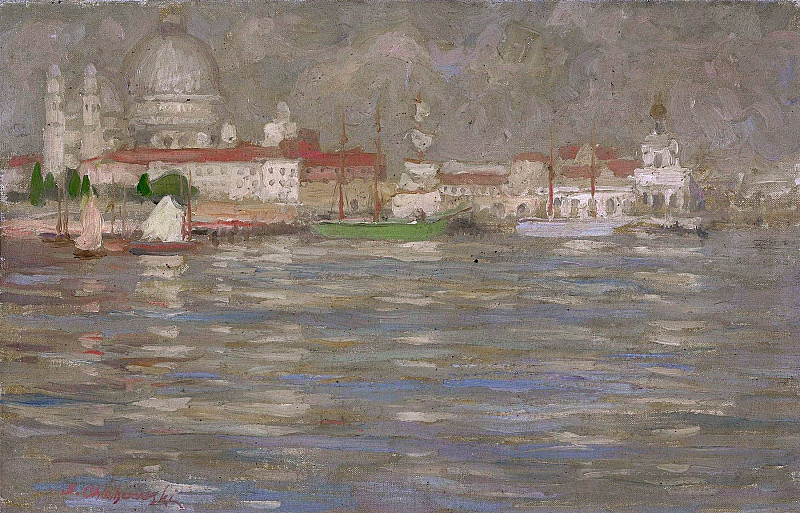 View of the city at waterside. Stanisław Chlebowski