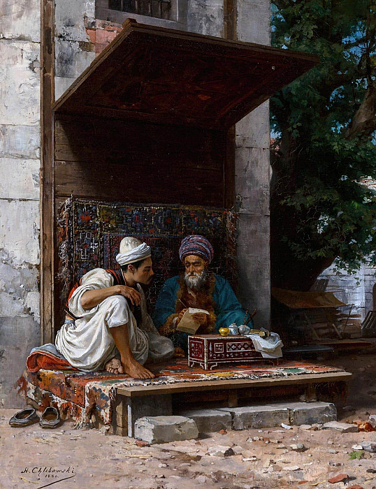A public writer in Constantinople; Un écrivain public á Constantinople. Stanisław Chlebowski