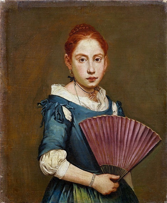 Portrait of a girl with a fan. Giacomo (Pitocchetto) Ceruti