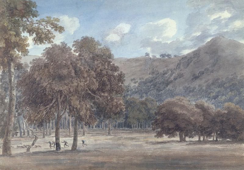 Il Parco da Degle Astroni - The Wooded Crater Bottom with Hunt in Progress. John Robert Cozens