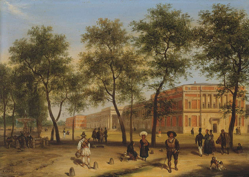 Предполагаемый вид на Пасео-дель-Прадо с музеем Прадо, Мадрид. Джузеппе Канелла