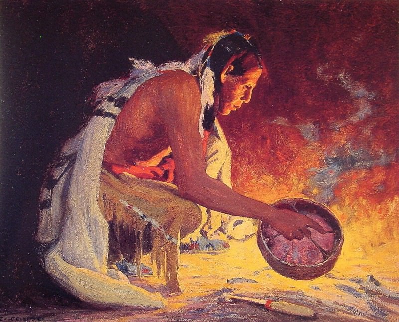Indian by Firelight. Eanger Irving Couse
