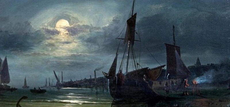 Moonrise on the Medway. William Callow