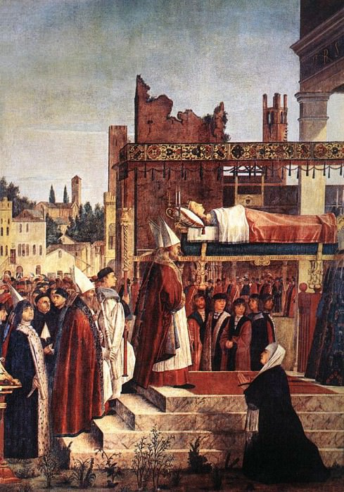 Martyrdom of the Pilgrims and the Funeral of St Ursula detail. Vittore Carpaccio