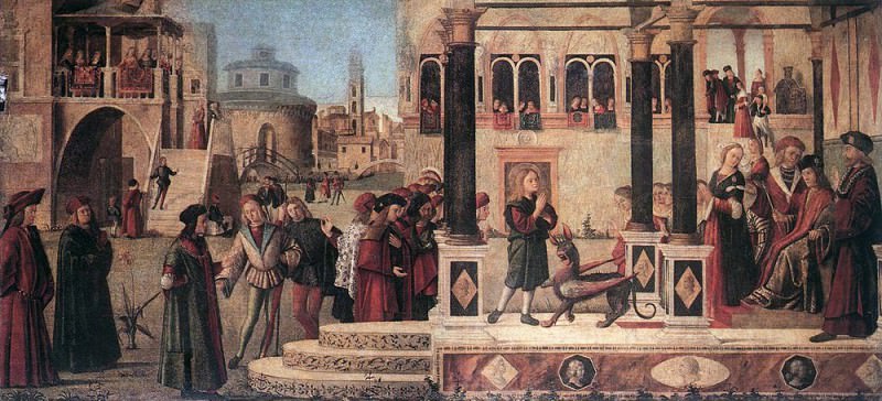 The Daughter of of Emperor Gordian is Exorcised by St Triphun. Vittore Carpaccio