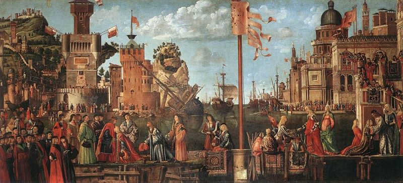 Meeting of the Betrothed Couple and the Departure of the Pilgrims. Vittore Carpaccio