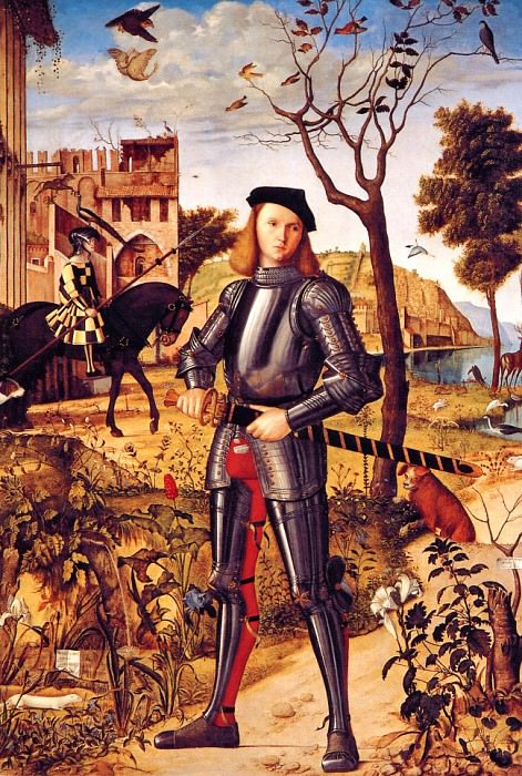 Молодой рыцарь на фоне пейзажа, 1510. Витторе Карпаччо