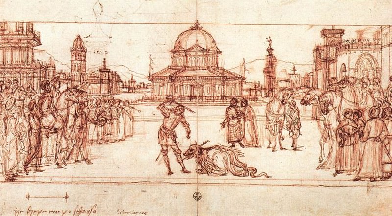 The Triumph of St George drawing. Vittore Carpaccio