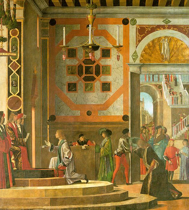 The Ambassadors Depart, 1494, 280x253, Gallerie de. Vittore Carpaccio