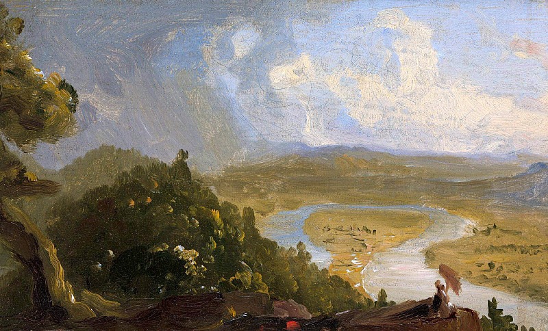Эскиз вида с горы Холиок, Нортгемптон, Массачусетс, после грозы (Оксбоу). Томас Коул