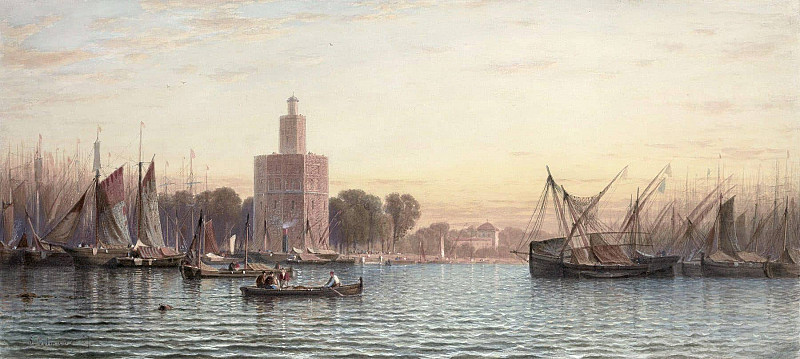 The Harbor of Seville. Samuel Colman Jr