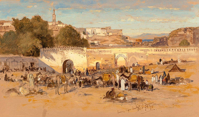 Evening Before Market at Tangiers. Samuel Colman Jr