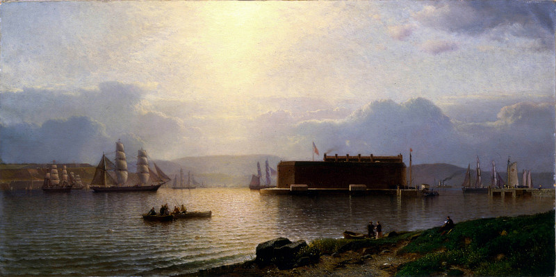 The Narrows and Fort Lafayette, Ships Coming into Port. Samuel Colman Jr